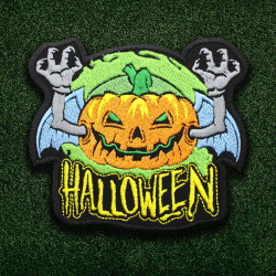 Halloween Ghost Pumpkin Embroidered Velcro / Iron-on Sleeve Patch 3